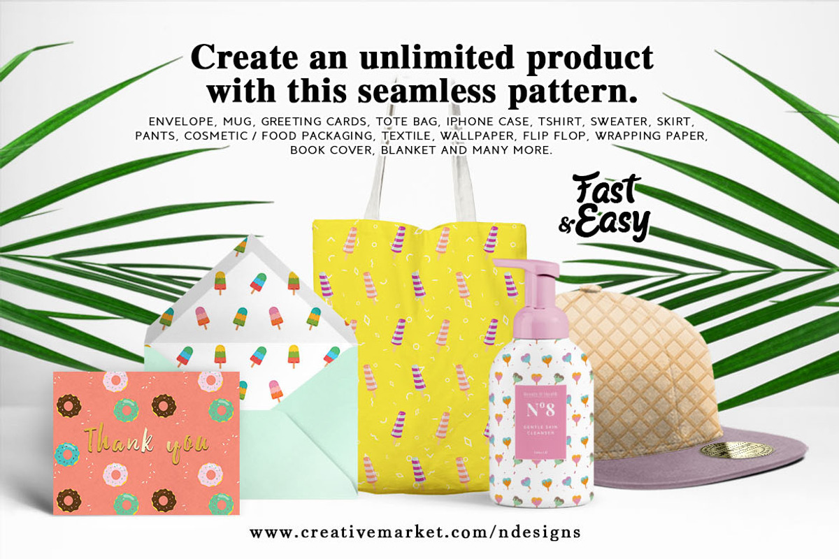 Ice Cream Donut Tileable Pattern, a Pattern Graphic by NDesigns (Photo 4 of 4)