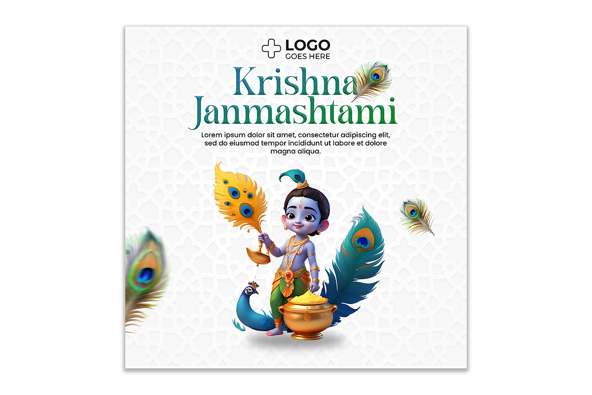 krishna janmashtami 5 post, a Social Media Template by AyyazMomin (Photo 3 of 12)
