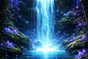 Dreamy Blue Waterfall Art, an Abstract Photo by Hamza067