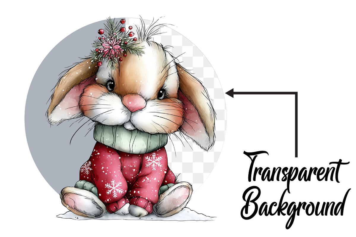 Quirky Christmas Bunny Clipart Bundl, an Illustration by Pixels.Craft (Photo 2 of 6)