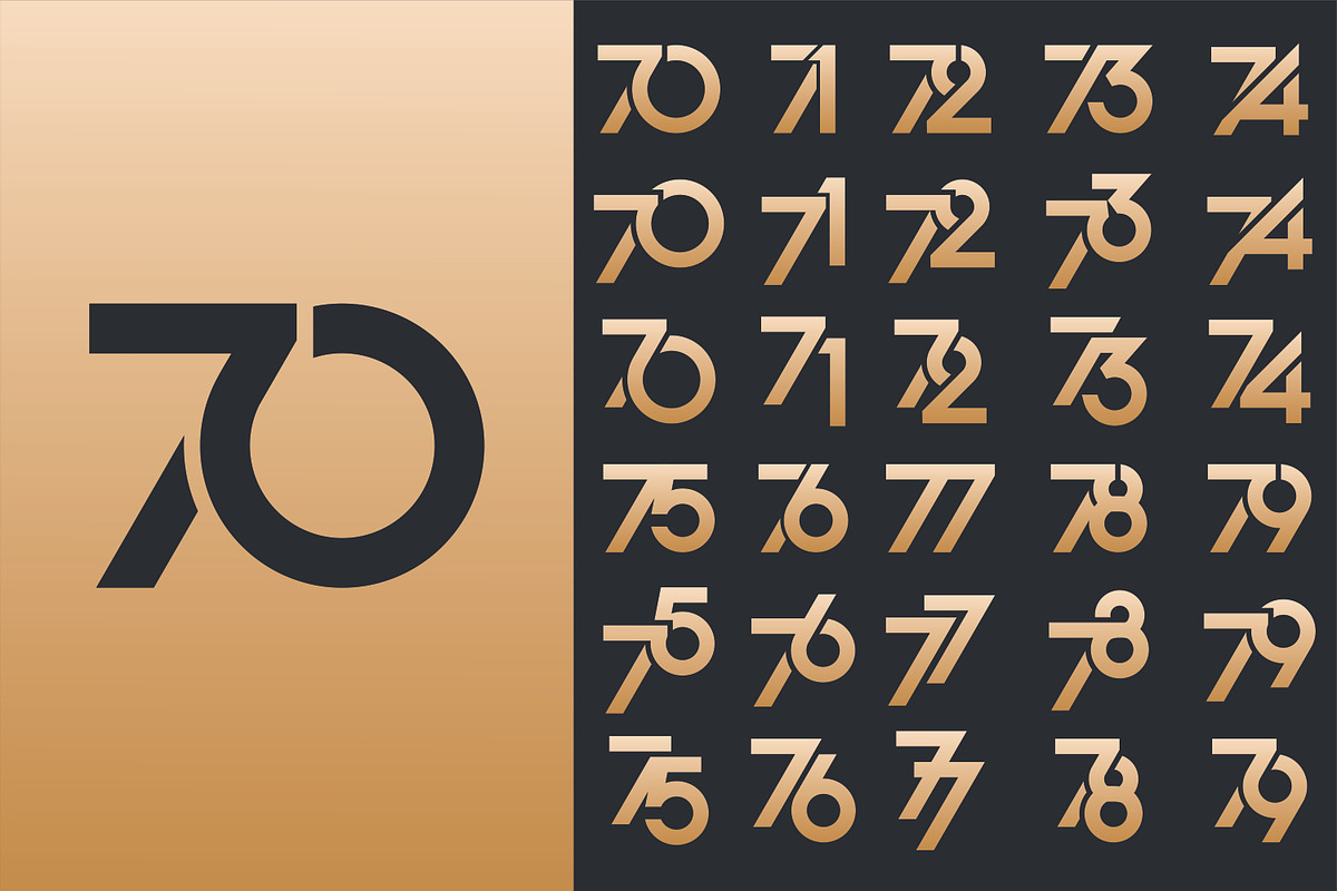 creative number 70 to 79 logo design, a Branding & Logo Template by BARONSTD (Photo 2 of 3)