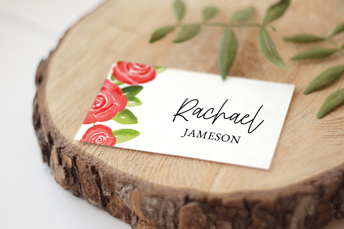 Red Rose Floral Name Card, a Stationery Template by Beyond Muse (Photo 3 of 3)