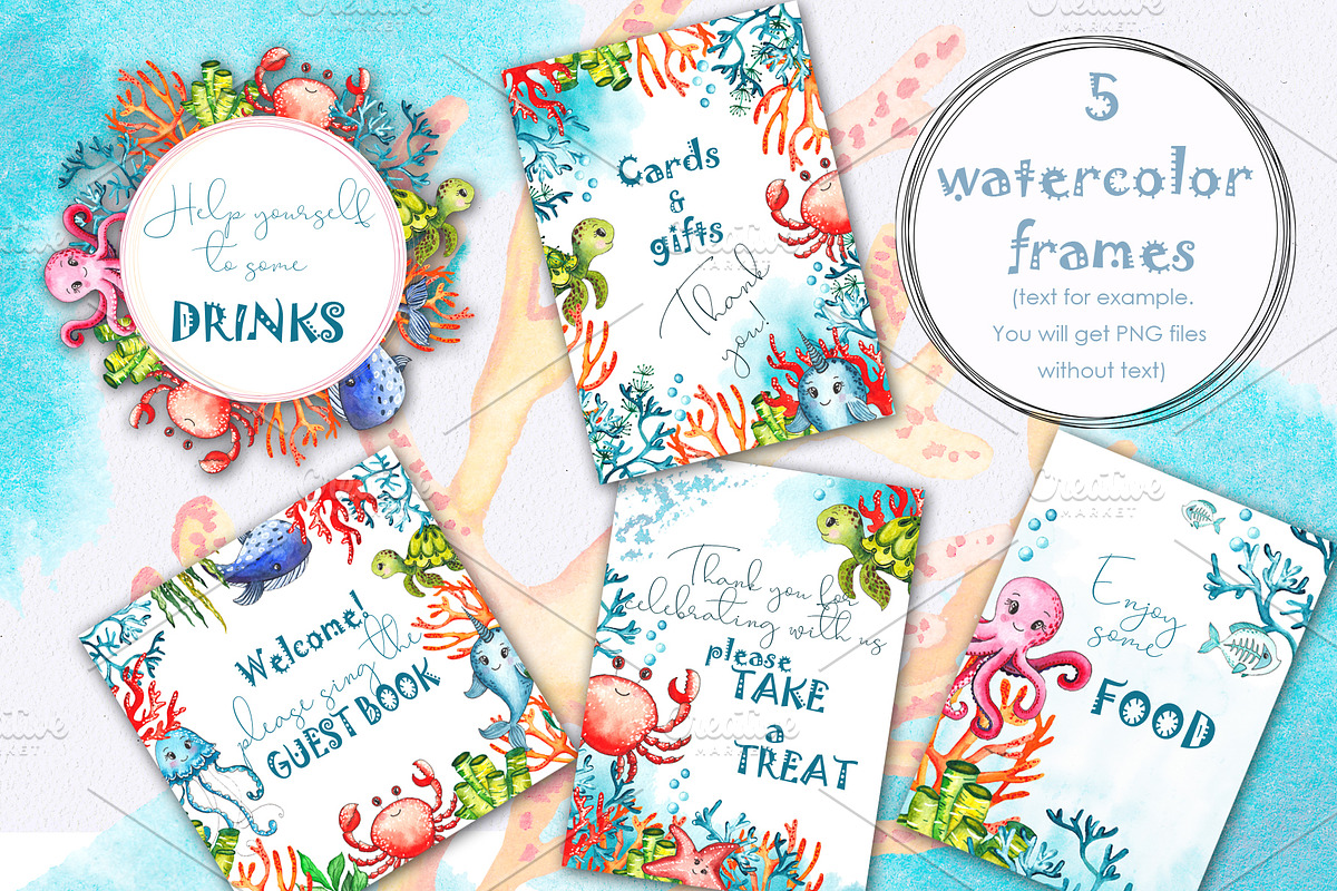 Little OCEAN creatures. Watercolor, an Object Graphic by Ana-Sakuta (Photo 10 of 16)