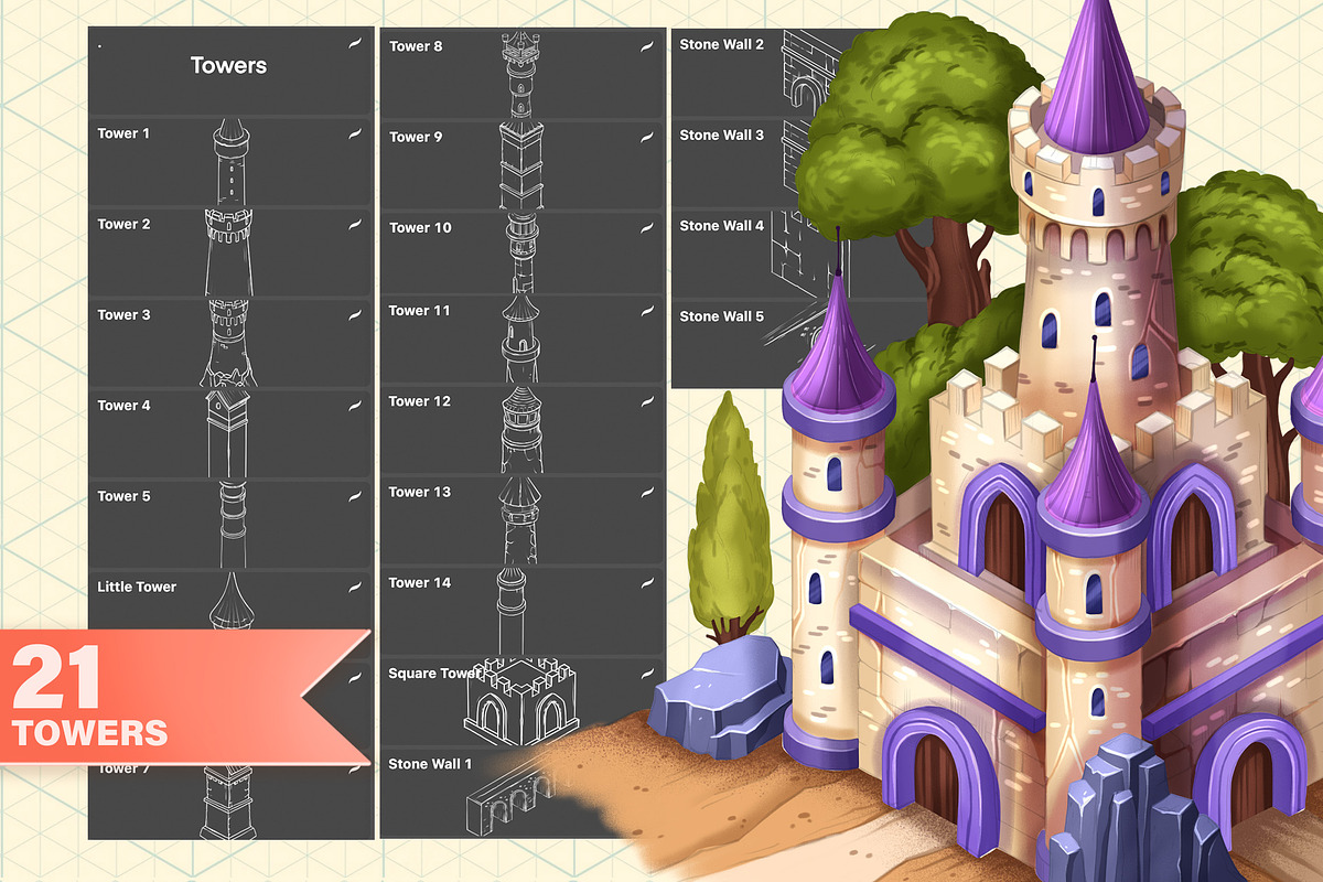 ISOMETRIC TOWN PROCREATE PS CREATOR, a Brush Add-On by AlexandraArt (Photo 6 of 12)