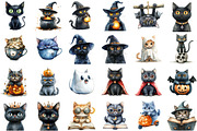 Quirky Halloween Cat Clipart, an Illustration by Sublimation Artist (Thumbnail 2 of 6)