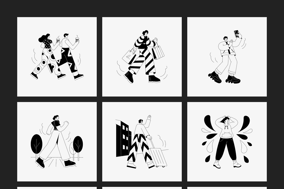 250 Monochrome Illustration Set, a Person Illustration by Vectors Market (Photo 10 of 18)