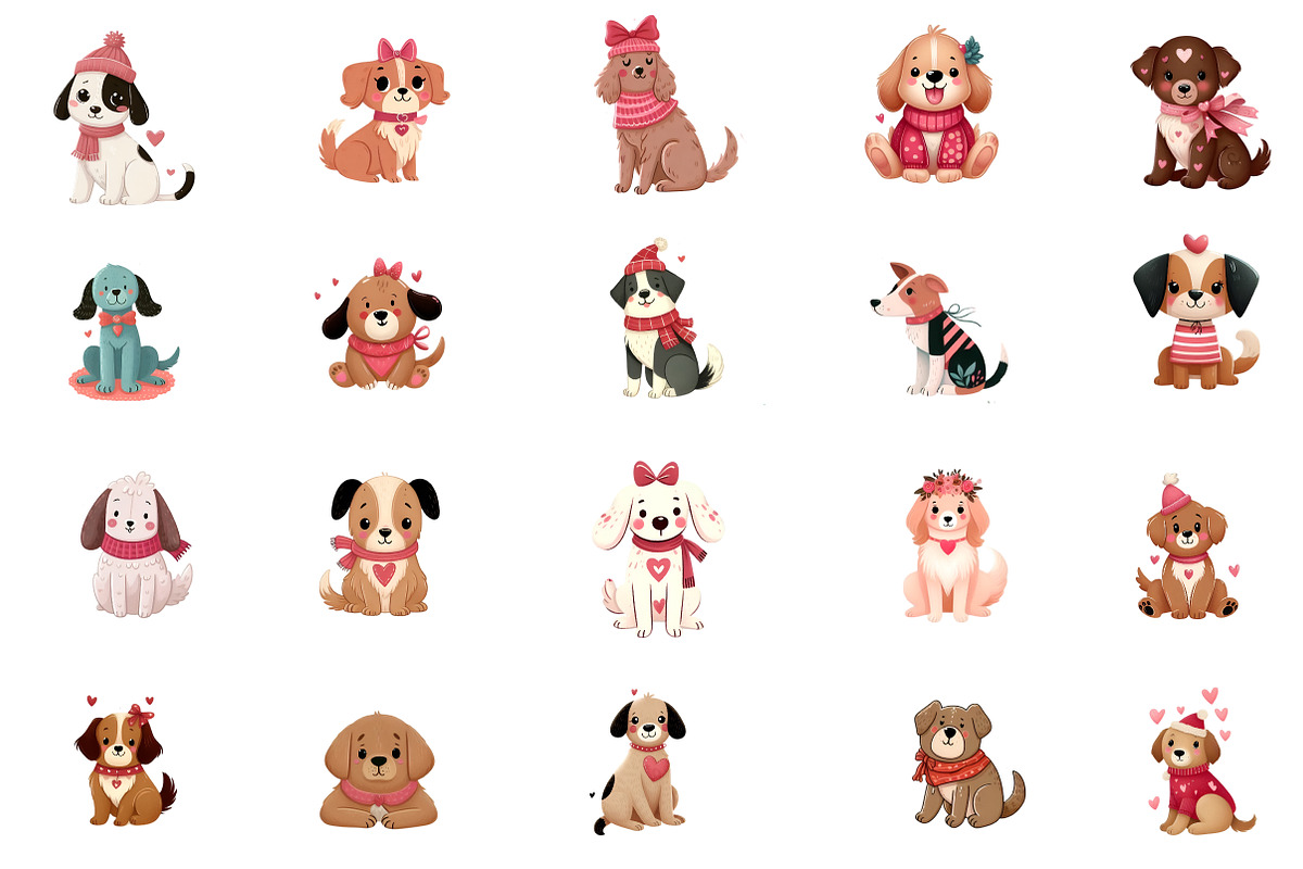 Whimsical Dogs Valentine's Day Clipa, an Illustration by Designworld (Photo 5 of 5)