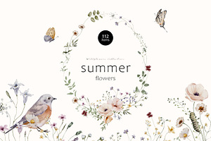 Summer Flowers Watercolor Set