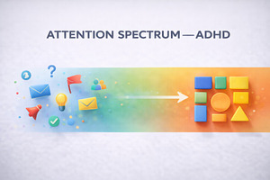 Attention spectrum ADHD concept illu, a Photo by Dvoevnore photos