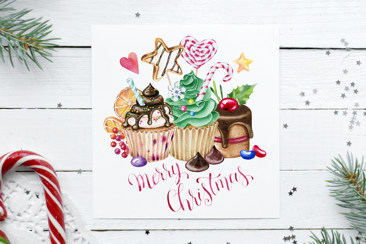 Watercolor Christmas Sweets Clipart, an Illustration by SimpleWishesArt (Photo 5 of 7)
