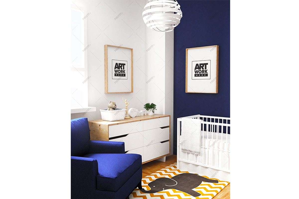 Frame Mockup Nursery 2 Panel, a Print Template by positvtplus