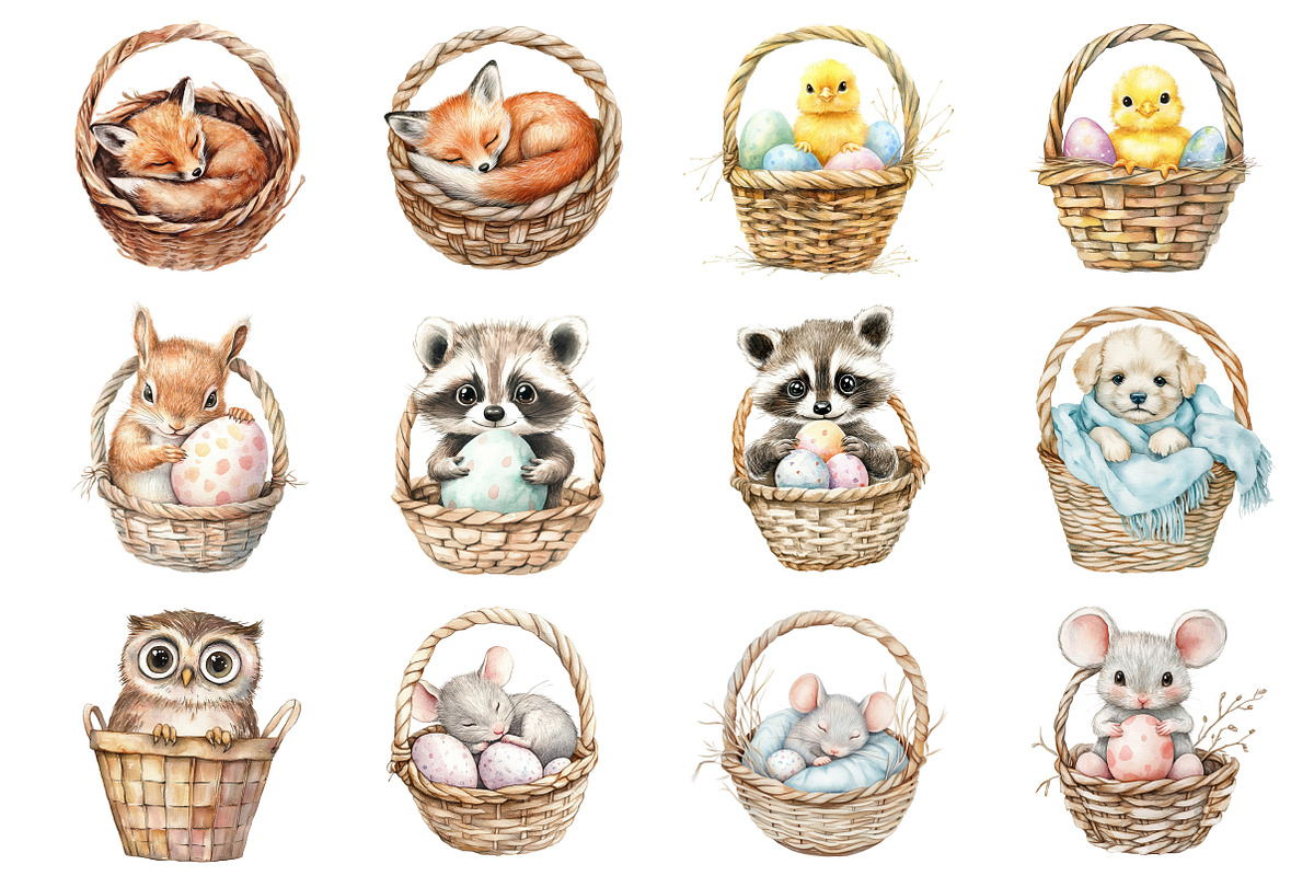 Easter Baby Animals in Baskets, an Illustration by Design Market (Photo 2 of 5)