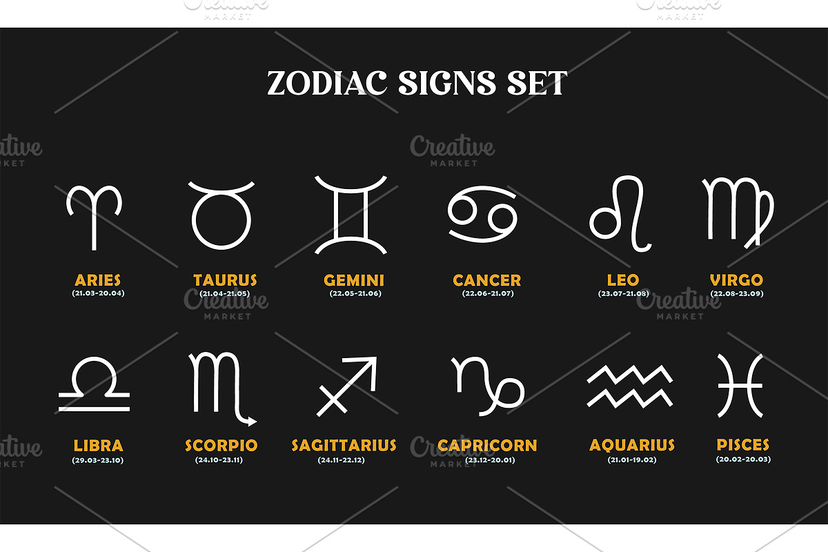 Zodiac sign set, an Education Illustration by Elen_Art