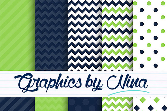 Navy and green digital papers preview 2