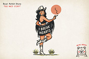Retro Pin-Up Cowgirl Clipart Bundle, a Graphic by GlitterCraft (Thumbnail 9 of 61)