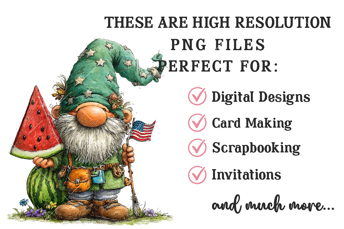 Whimsical Patriotic Gnome Clipart, an Illustration by OK Design (Photo 4 of 6)