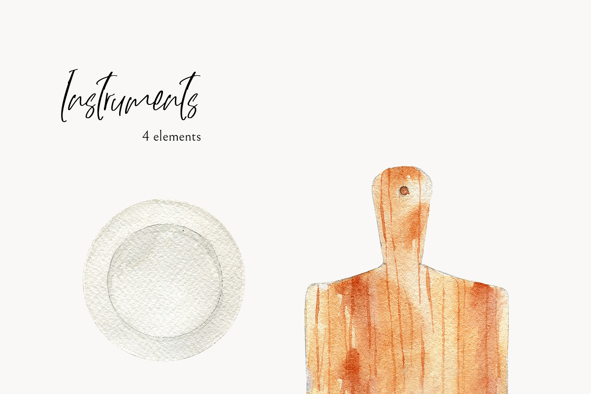 Watercolor Cooking Clipart, BBQ., a Food Illustration by NiKO (Photo 5 of 9)