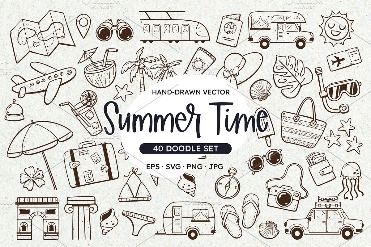 Doodle Summer Clipart Set, an Icon by insemar (Photo 1 of 4)
