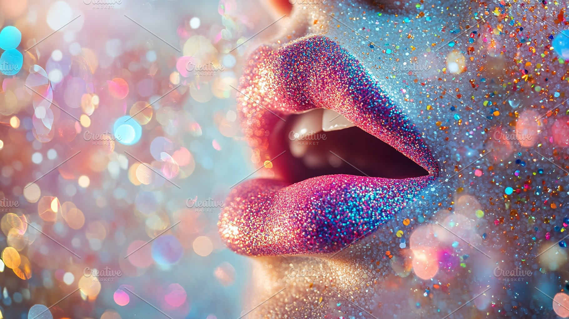 Clowoman lips covered with glitter, a Beauty & Fashion Photo by Bunny's Little Shop