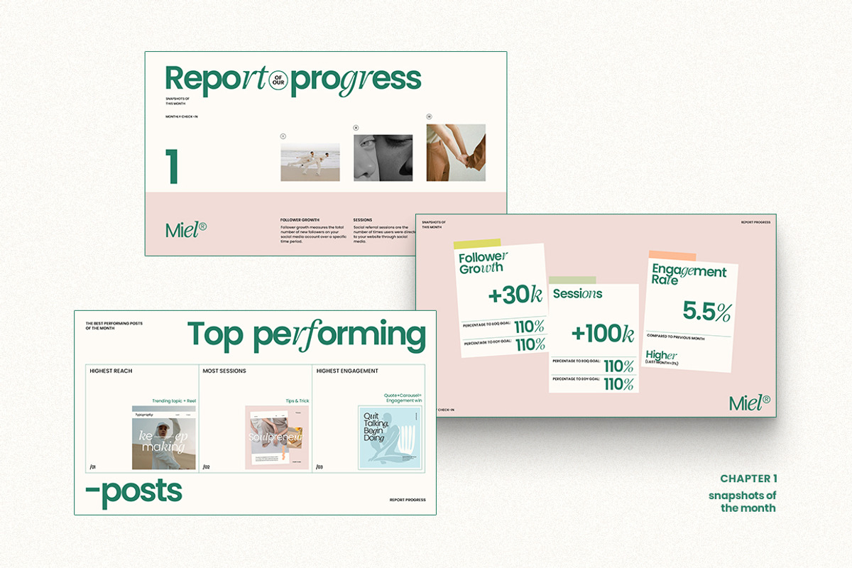 MIEL / Social Media Report Kit, a Presentation Template by Eviory (Photo 5 of 14)