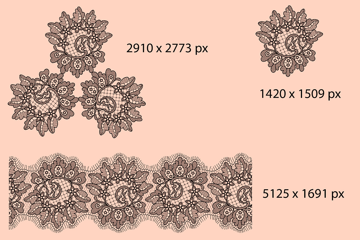 Black lace seamless ribbons., a Pattern Graphic by Ajuga (Photo 3 of 4)