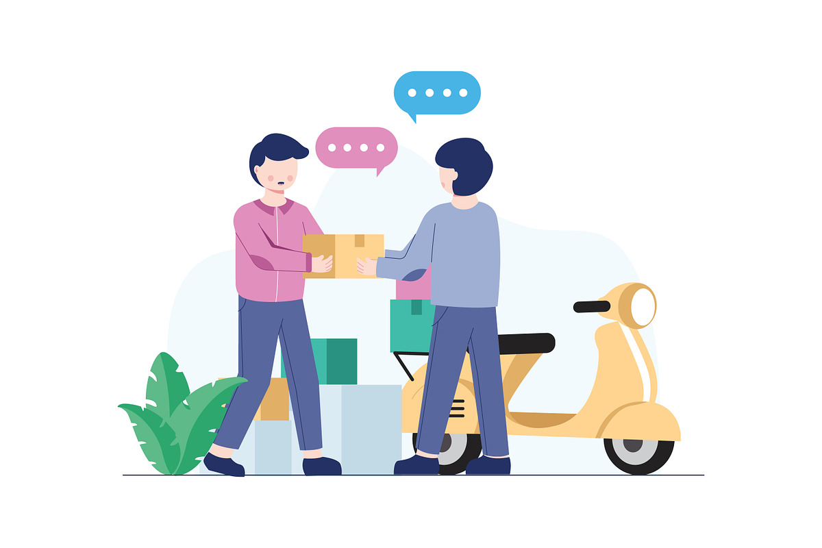 Courier Delivers Goods to Customer, an Illustration by Salamahtype