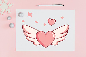 12 Lovely Flying Love Heart Wings