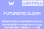 Futuristic Clean font, a Sans Serif Font by weknow (Thumbnail 1 of 8)