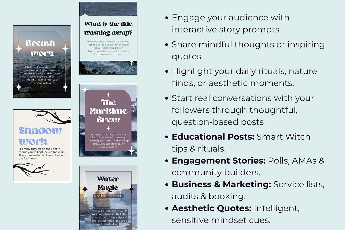 Coastal Witch Social Media Kit, a Social Media Template by Mochi Atelier (Photo 8 of 14)