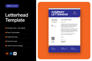 Letterhead Template, a Stationery Template by Haps Space