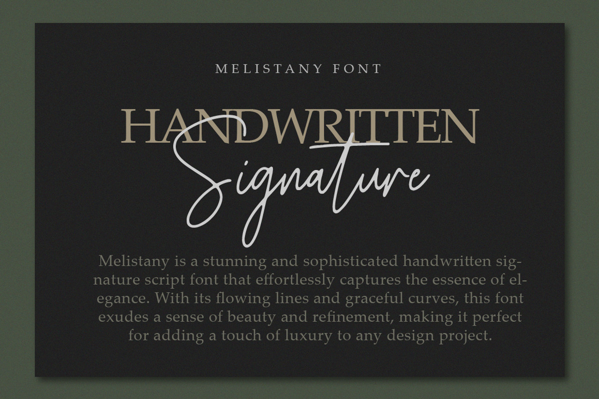 Melistany Handwritten Script, a Script Font by Typebae (Photo 2 of 8)