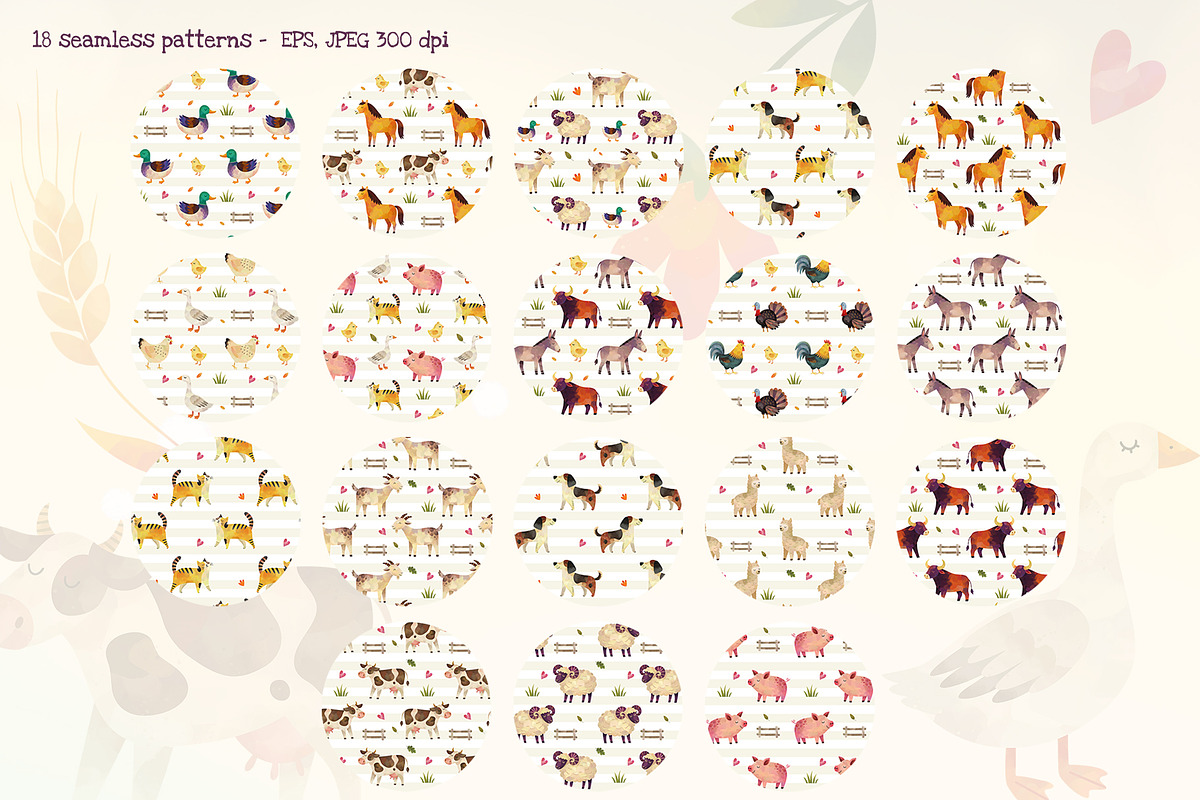 Farm Animals Watercolor Collection, an Animal Illustration by Hanna's ArtLab (Photo 3 of 4)
