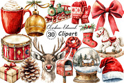 Vintage Christmas Elements Clipart, an Illustration by Creative Art (Thumbnail 1 of 10)