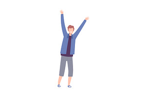 Guy Standing with Raising Hands, a Person Illustration by TopVectors