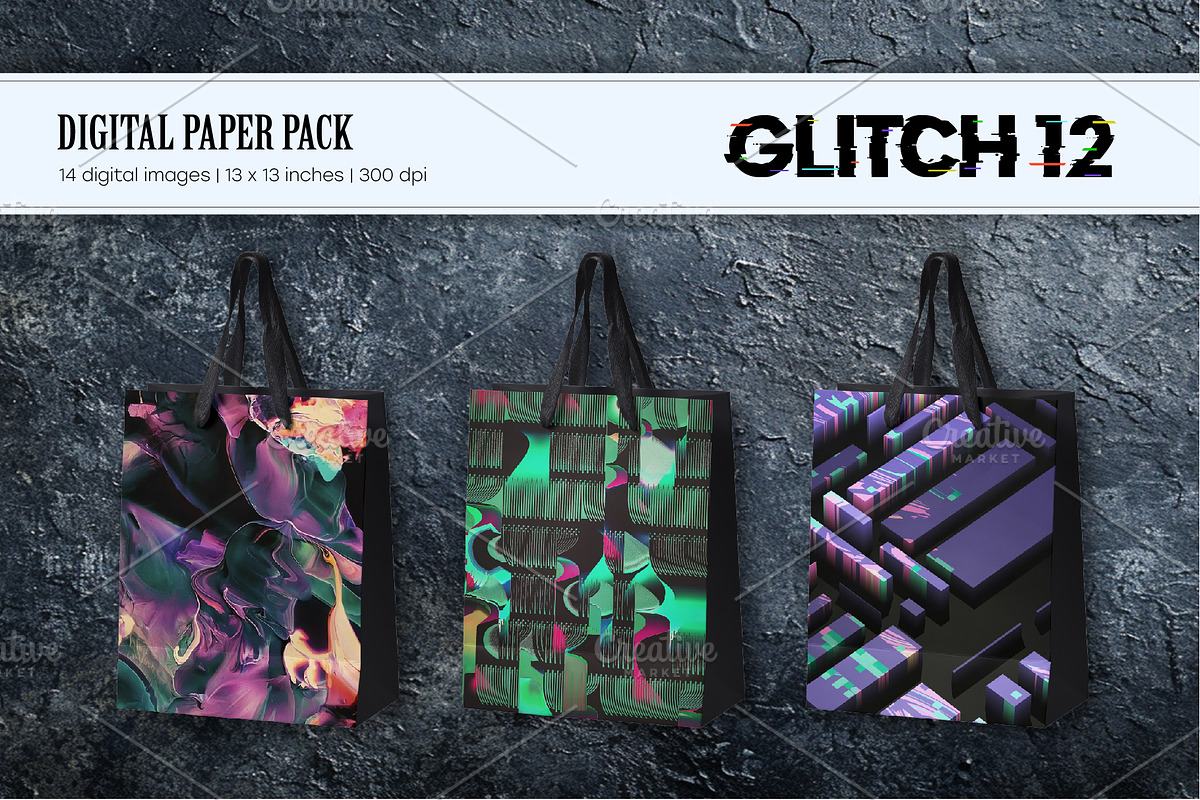 Glitch Psychedelic 12. Digital Paper, a Texture Illustration by KENO Mascots (Photo 7 of 8)