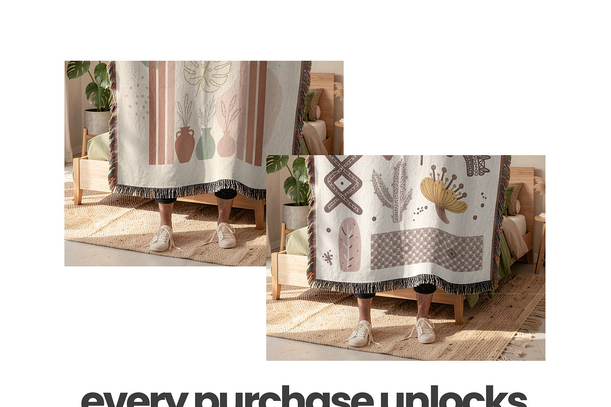 Jacquard Woven Blanket Mockup, an Apparel Mockup by Mockups Studio (Photo 5 of 9)