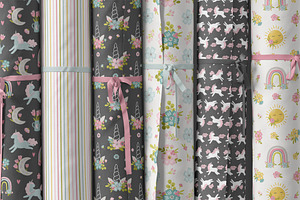 Unicorn Meadow Clipart & Pattern