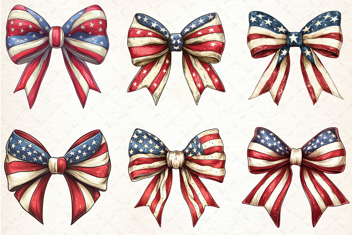 Coquette USA Bows Clipart, an Illustration by Libby Wishes (Photo 6 of 7)