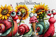Funny Summer Snail Clipart, a Seasonal Illustration by Rose Art (Thumbnail 1 of 6)