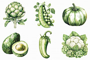 Watercolor Green Fruit And Vegetable, an Illustration by Libby Wishes (Thumbnail 4 of 5)