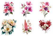 watercolor valentines wildflowers, an Illustration by DreamArtGraphic (Thumbnail 3 of 4)