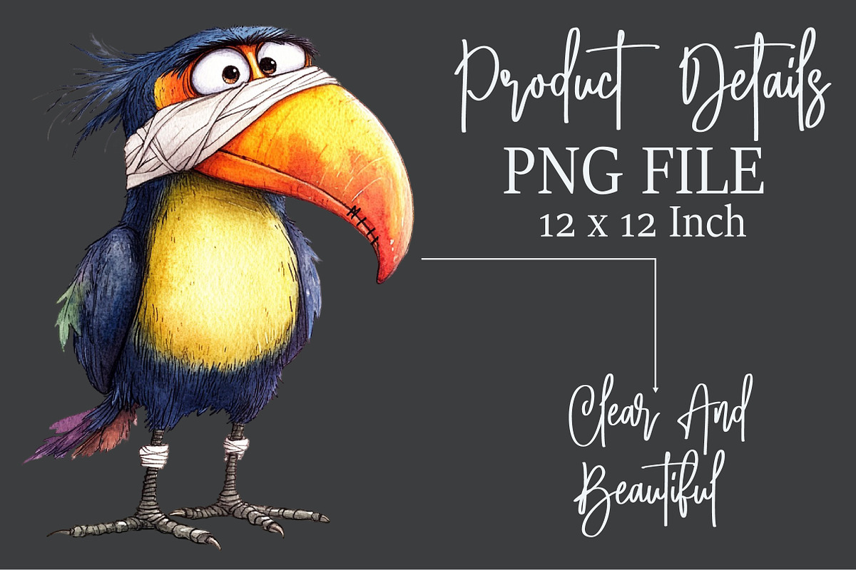 Grumpy Toucan Watercolor Clipart, an Illustration by Rose Art (Photo 6 of 7)