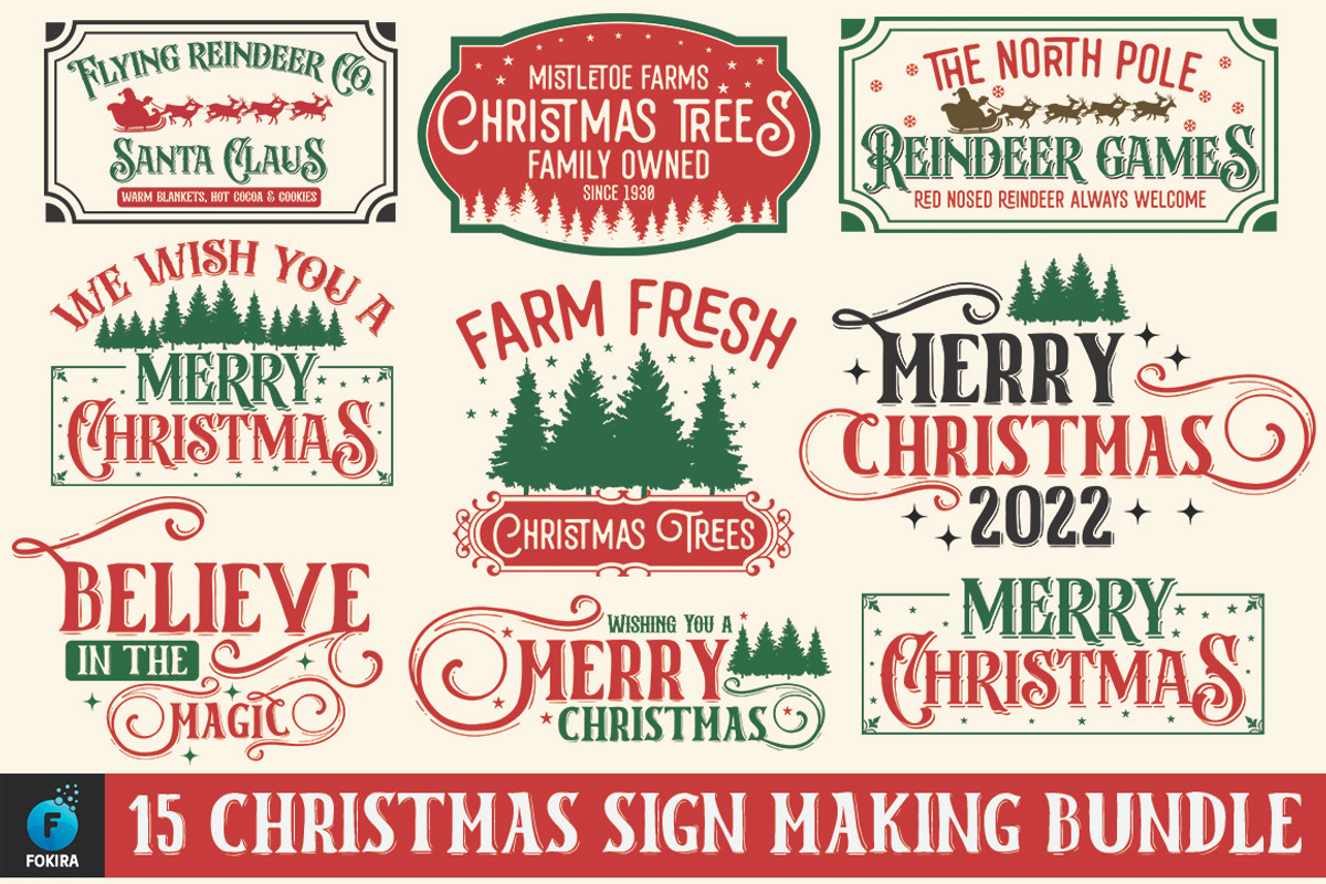 Christmas Sign Making Bundle, a Decorative Illustration by Fokira (Photo 1 of 5)