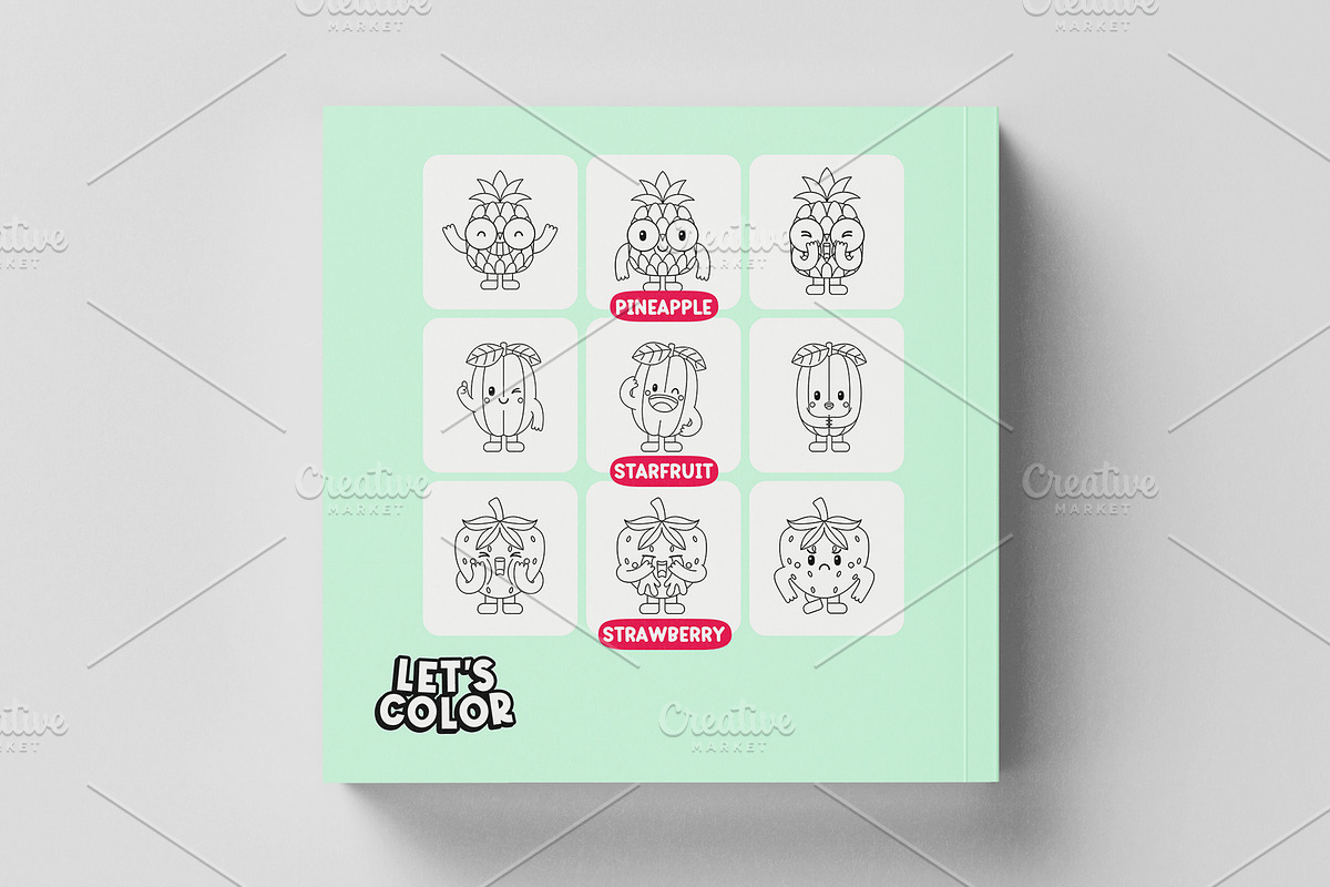 Kawaii Fruits Coloring Book vol 03, an Education Illustration by MEDZ (Photo 2 of 3)