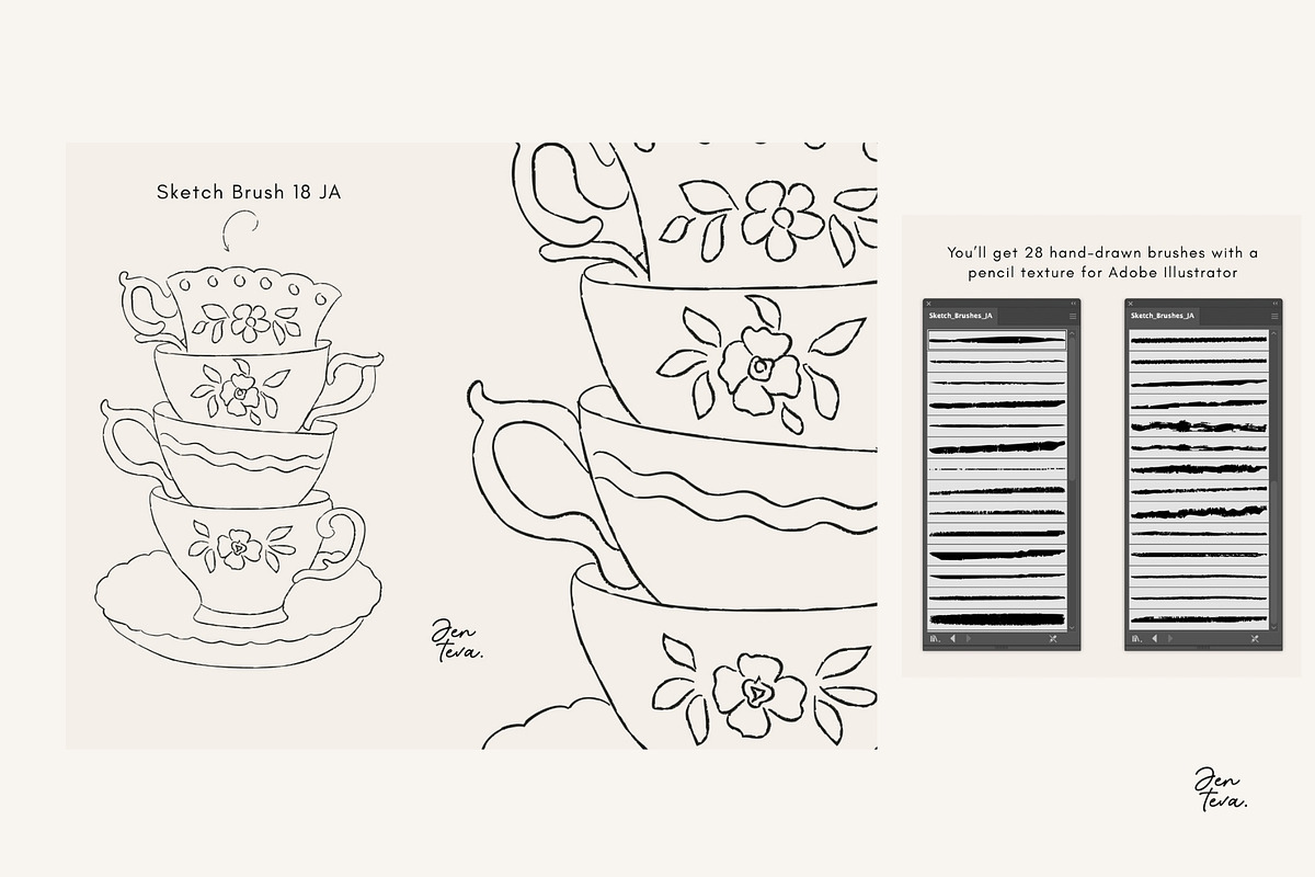 150 Illustrator Brush Bundle, a Brush Add-On by Jenteva Art (Photo 13 of 19)