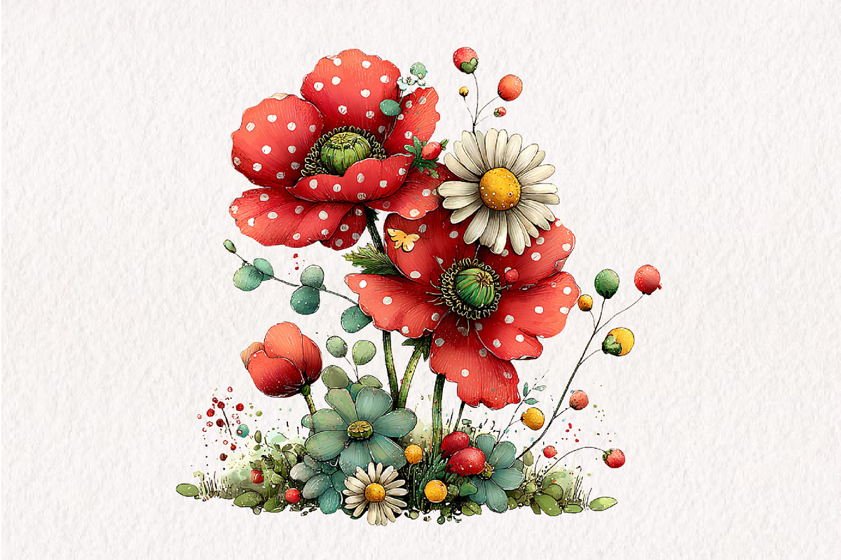Whimsical Spring Poppy Flowers, an Illustration by CreationArt (Photo 9 of 10)