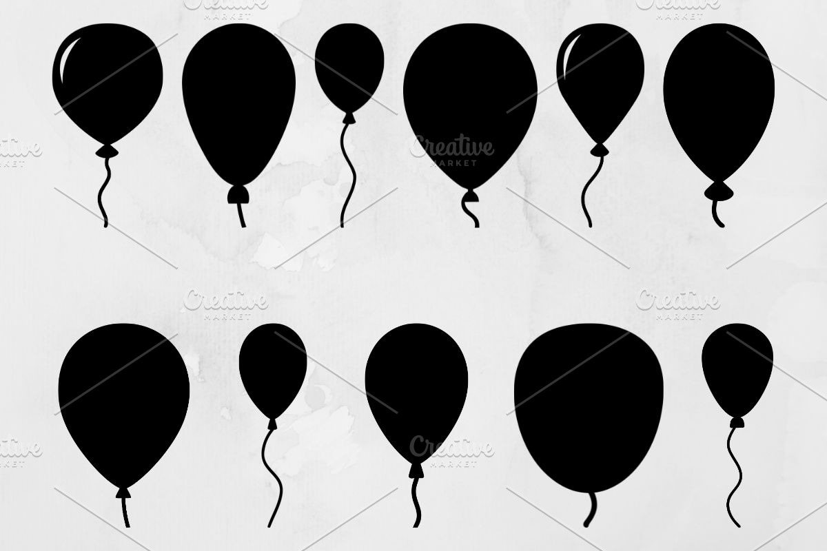 Balloons Silhouette SVG, a Decorative Illustration by newminddesign (Photo 1 of 3)