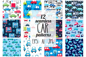 12 car seamless patterns