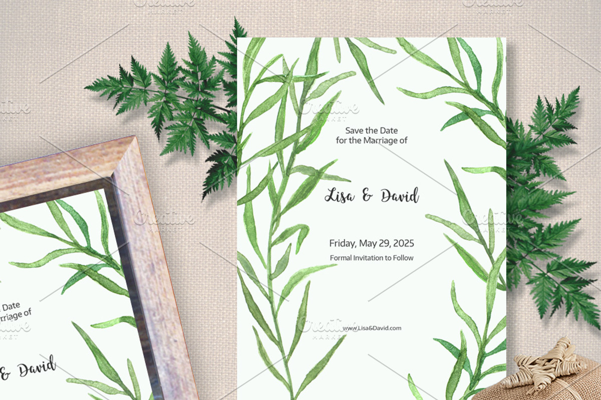 Green Leafy Watercolor Wedding Suite, an Invitation Template by Love Design (Photo 2 of 12)