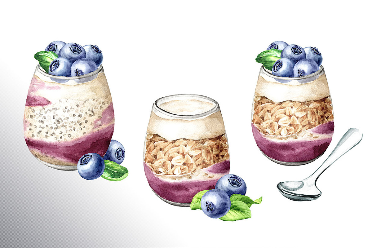 Blueberry. Watercolor collection, a Food Illustration by Daria Ustiugova (Photo 18 of 25)